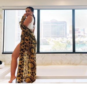 Prettylittlething black and gold maxi cover up